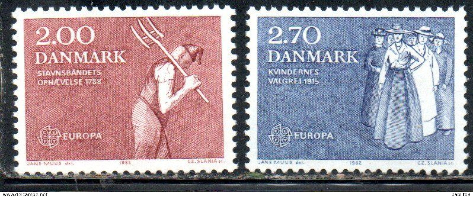 DANEMARK DANMARK DENMARK DANIMARCA 1982 EUROPA CEPT COMPLETE SET SERIE COMPLETA MNH - Ungebraucht