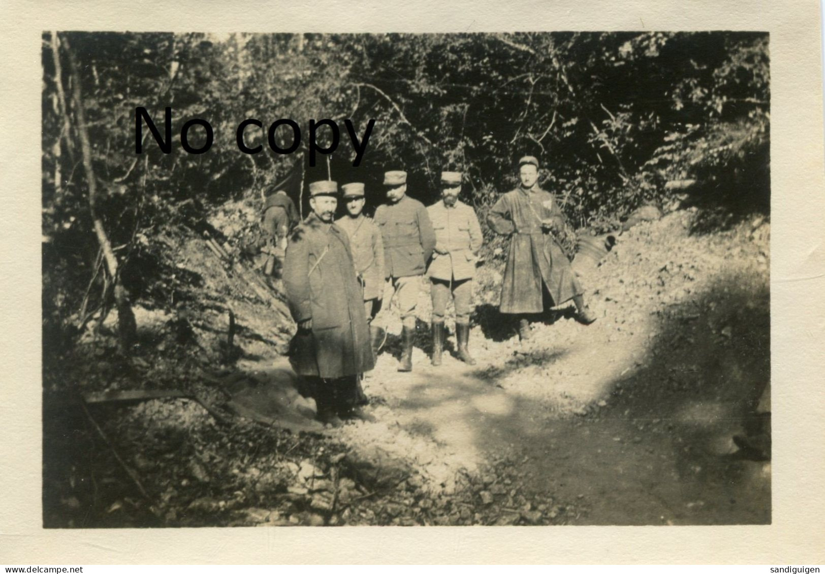 PHOTO FRANCAISE - OFFICIERS POILU EN TENUE CAMOUFLAGE AU BOIS LE PRETRE PRES DE GRISCOURT MEURTHE ET MOSELLE 1914 1918 - Krieg, Militär