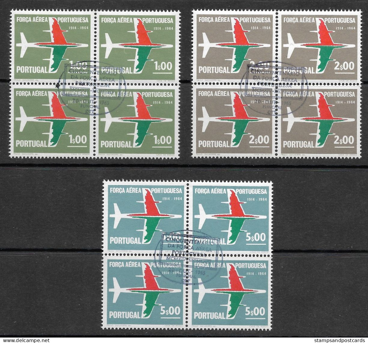 Portugal 1965 Armée De L' Air 50 Ans Air Force 50 Years X 4 Cachet Premier Jour Funchal Madeira Madère - Used Stamps