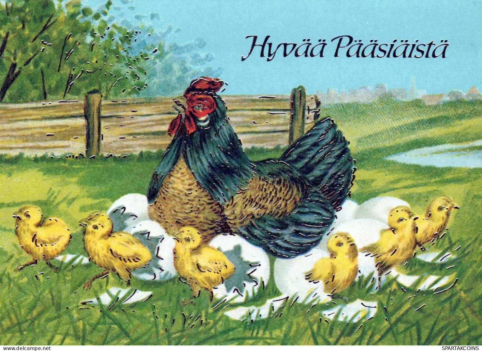 PASCUA POLLO HUEVO Vintage Tarjeta Postal CPSM #PBO888.ES - Pâques