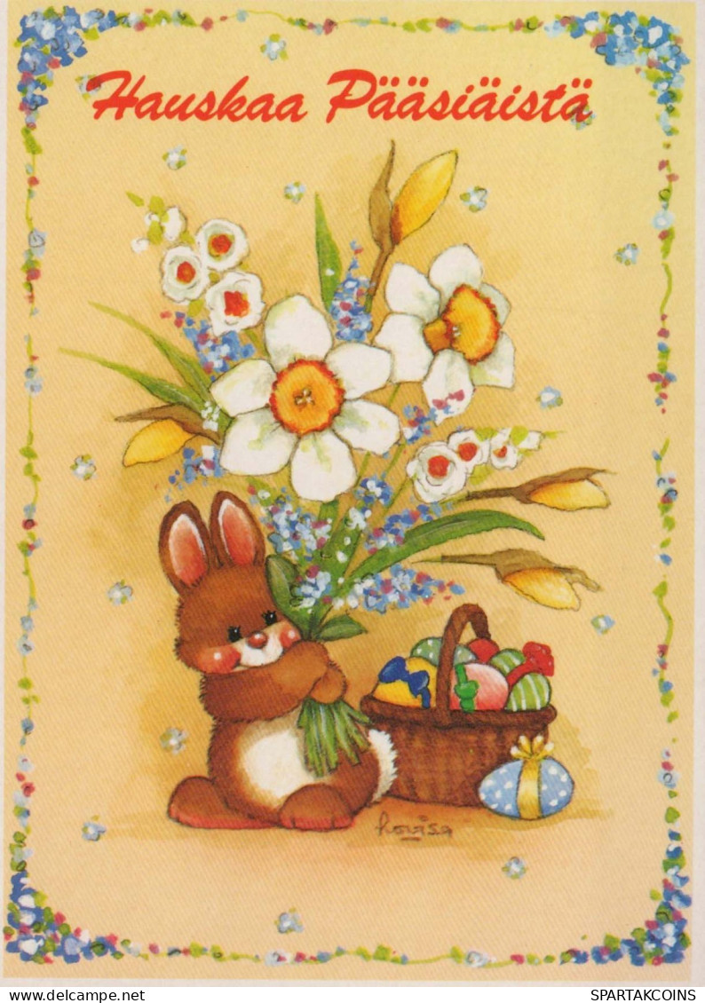 PASCUA CONEJO HUEVO Vintage Tarjeta Postal CPSM #PBO386.ES - Pascua