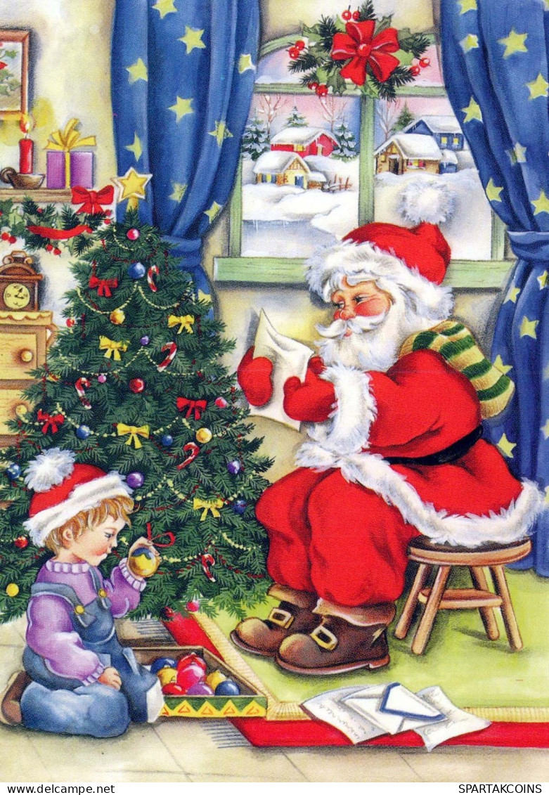 PAPÁ NOEL Feliz Año Navidad Vintage Tarjeta Postal CPSM #PBL528.ES - Santa Claus