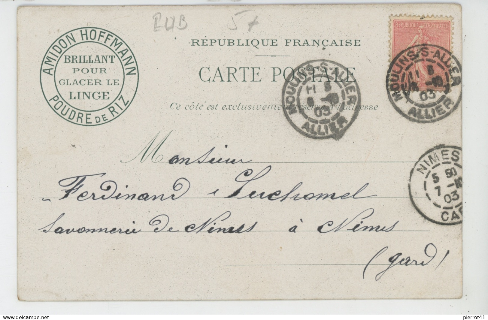 PUBLICITÉ - Carte PUB Pour L'AMIDON HOFFMANN - Cachet Épicerie CHAMBALOUS à MOULINS - Château De CHENONCEAUX - Advertising