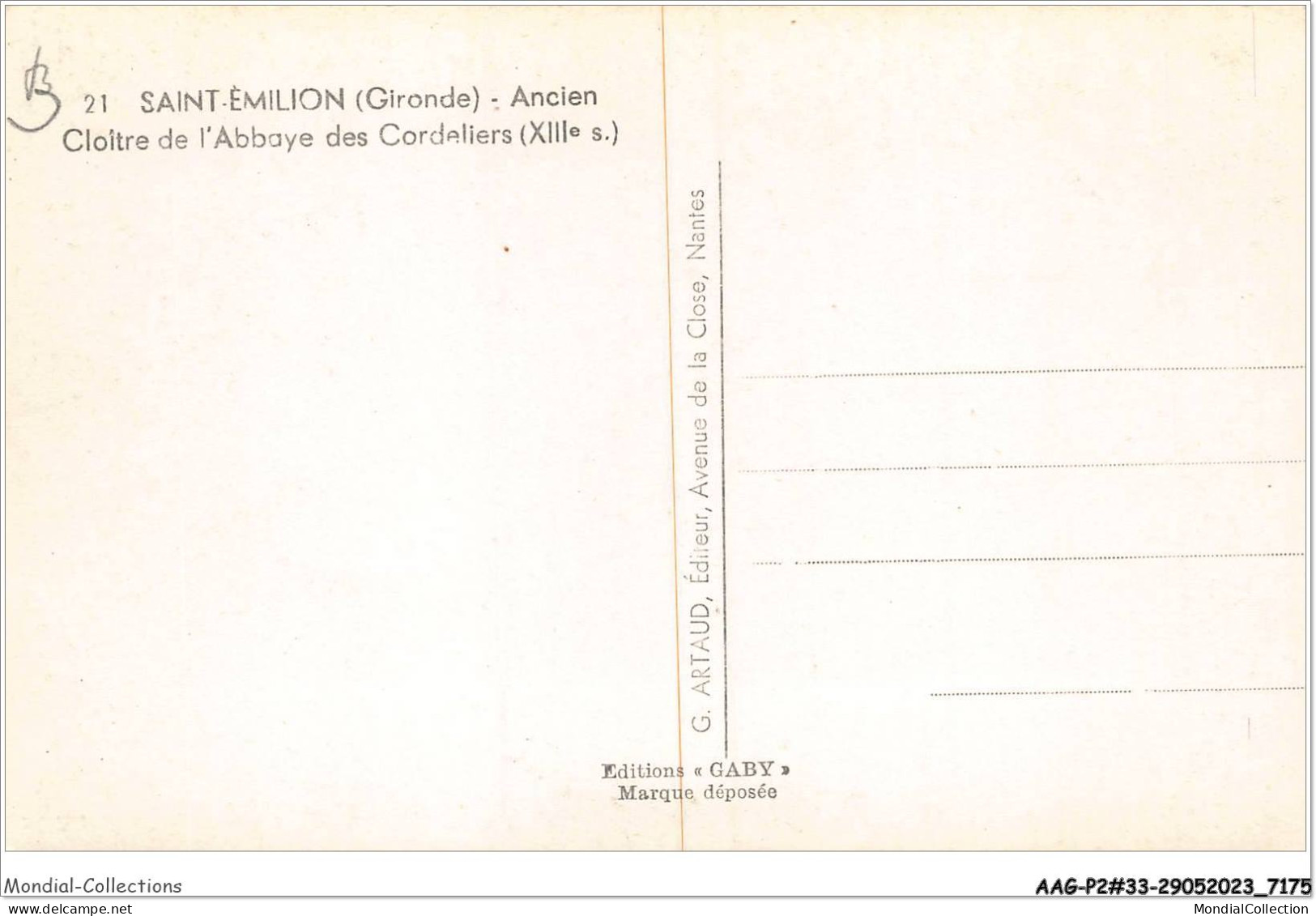 AAGP2-33-0176- SAINT-EMILION - Ancien Cloitre De L'abbaye Des Cordeliers - Saint-Emilion