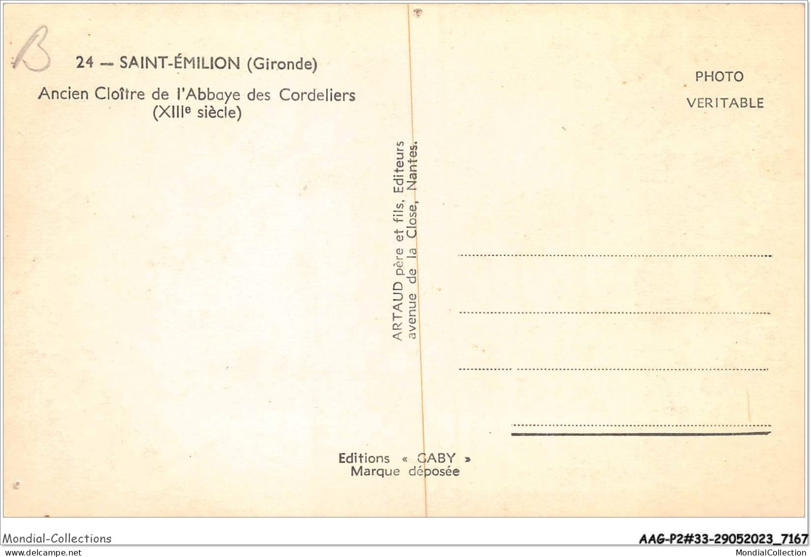 AAGP2-33-0172- SAINT-EMILION - Ancien Cloitre De L'abbaye Des Cordeliers  - Saint-Emilion