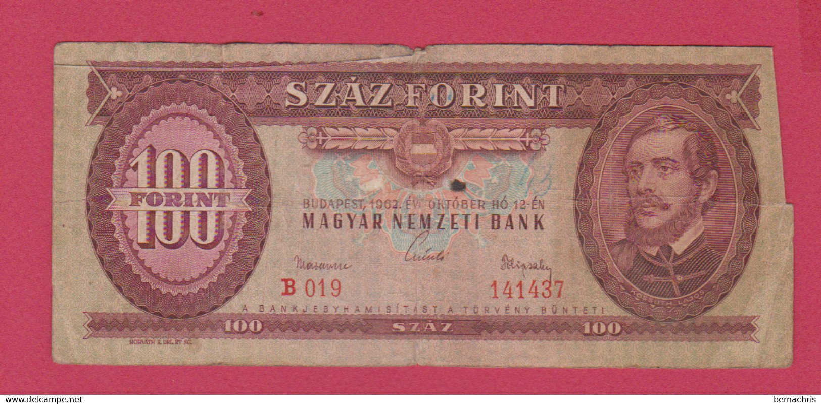 HUNGARY 100 FORINT 1962 - Hongrie