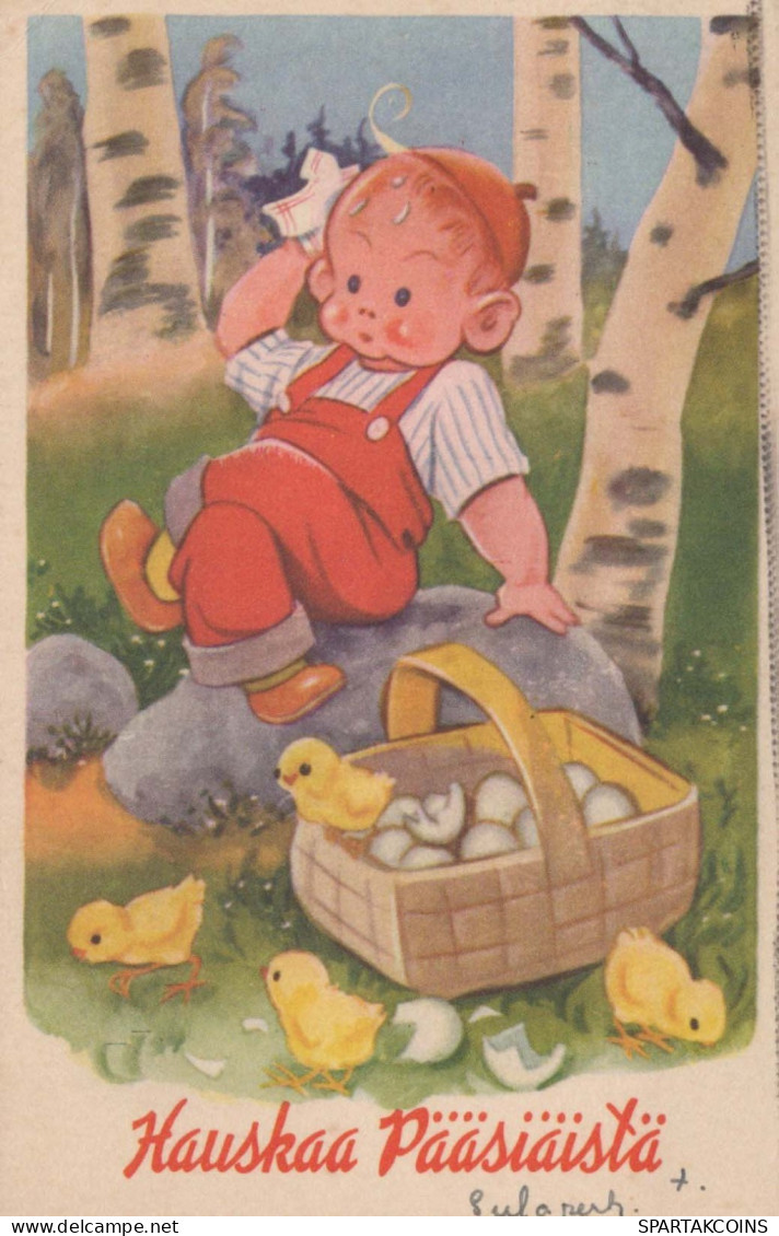 PÂQUES POULET ŒUF Vintage Carte Postale CPA #PKE272.FR - Pâques