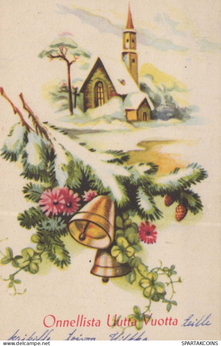 Bonne Année Noël CLOCHE Vintage Carte Postale CPSMPF #PKD695.FR - New Year