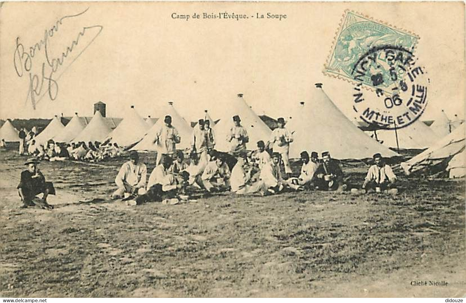 54 - Bois L'Evêque - Camp De Bois L'Eveque - La Soupe - Animée - Militaria - Oblitération Ronde De 1906 - CPA - Voir Sca - Sonstige & Ohne Zuordnung