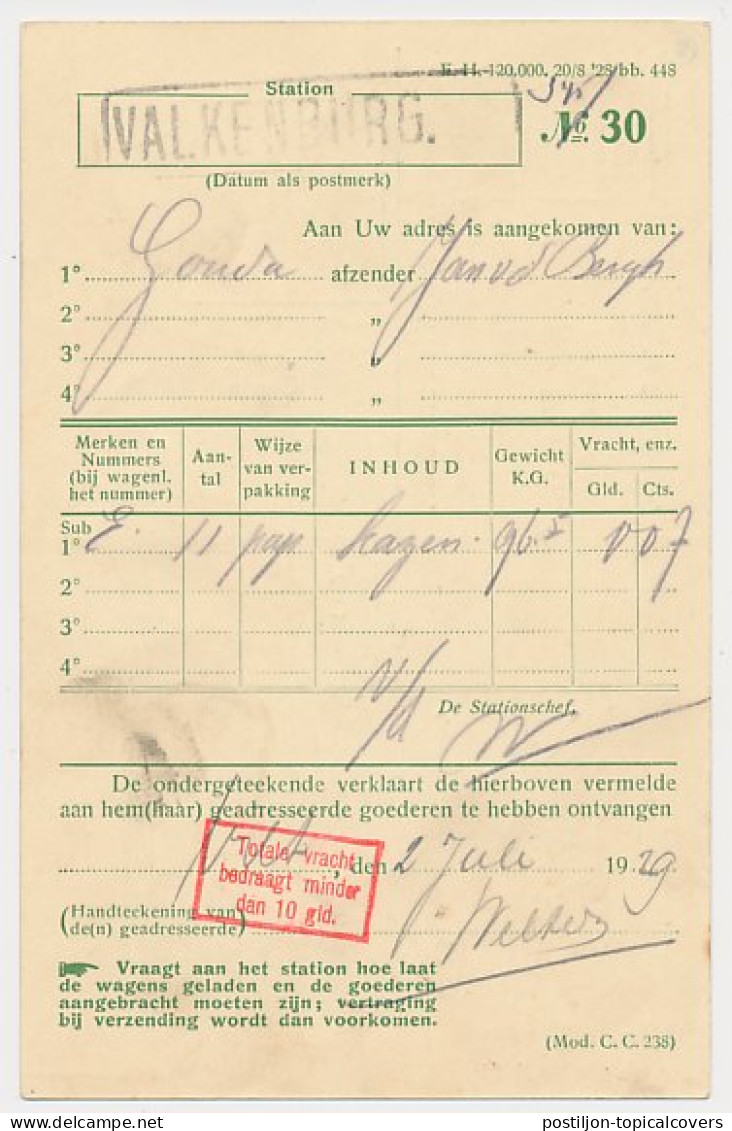 Spoorwegbriefkaart G. NS216 E - Valkenburg 1929 - Postal Stationery