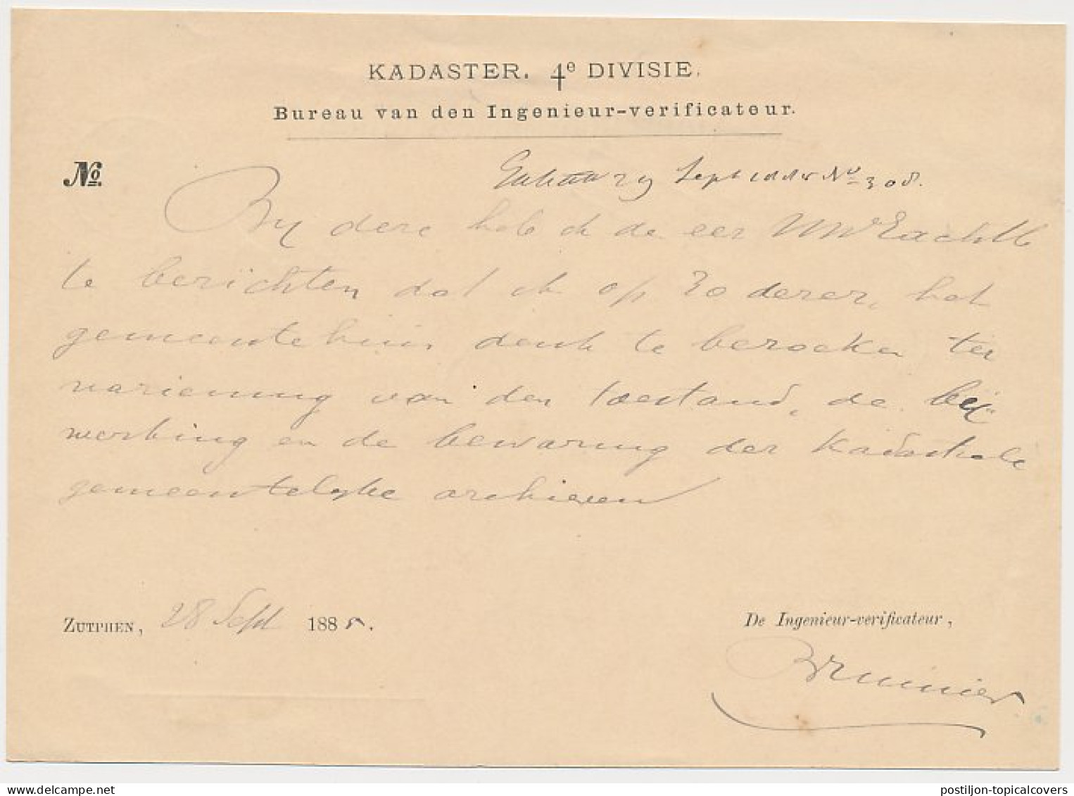 Trein Haltestempel Zutphen 1885 - Lettres & Documents