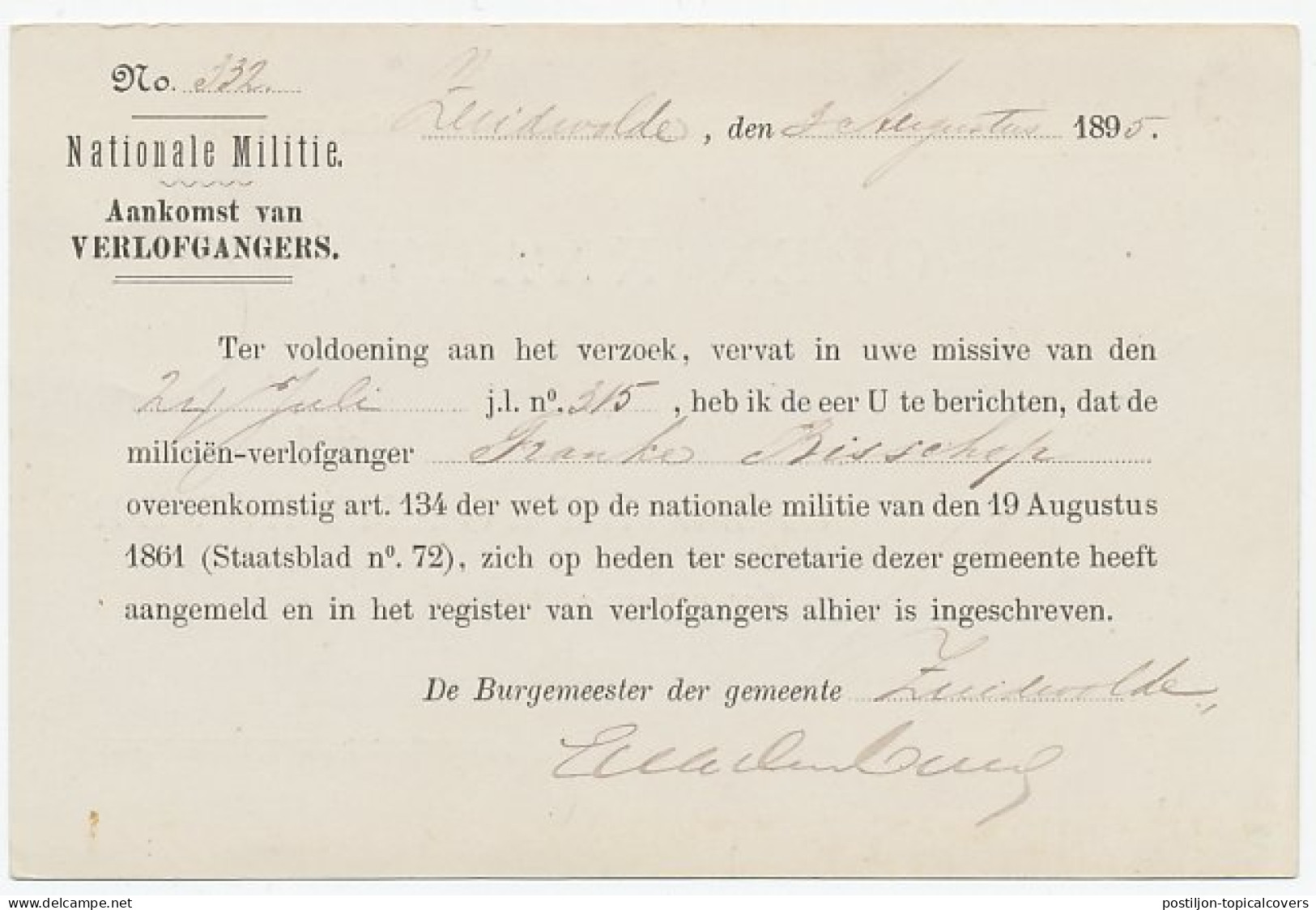 Kleinrondstempel Zuidwolde (Dr:) 1895 - Non Classés