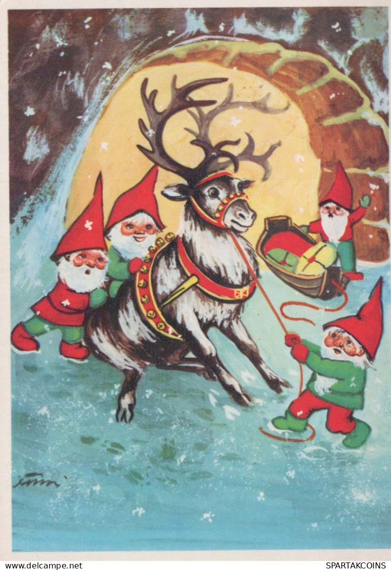 Bonne Année Noël GNOME Vintage Carte Postale CPSM #PBL729.FR - New Year