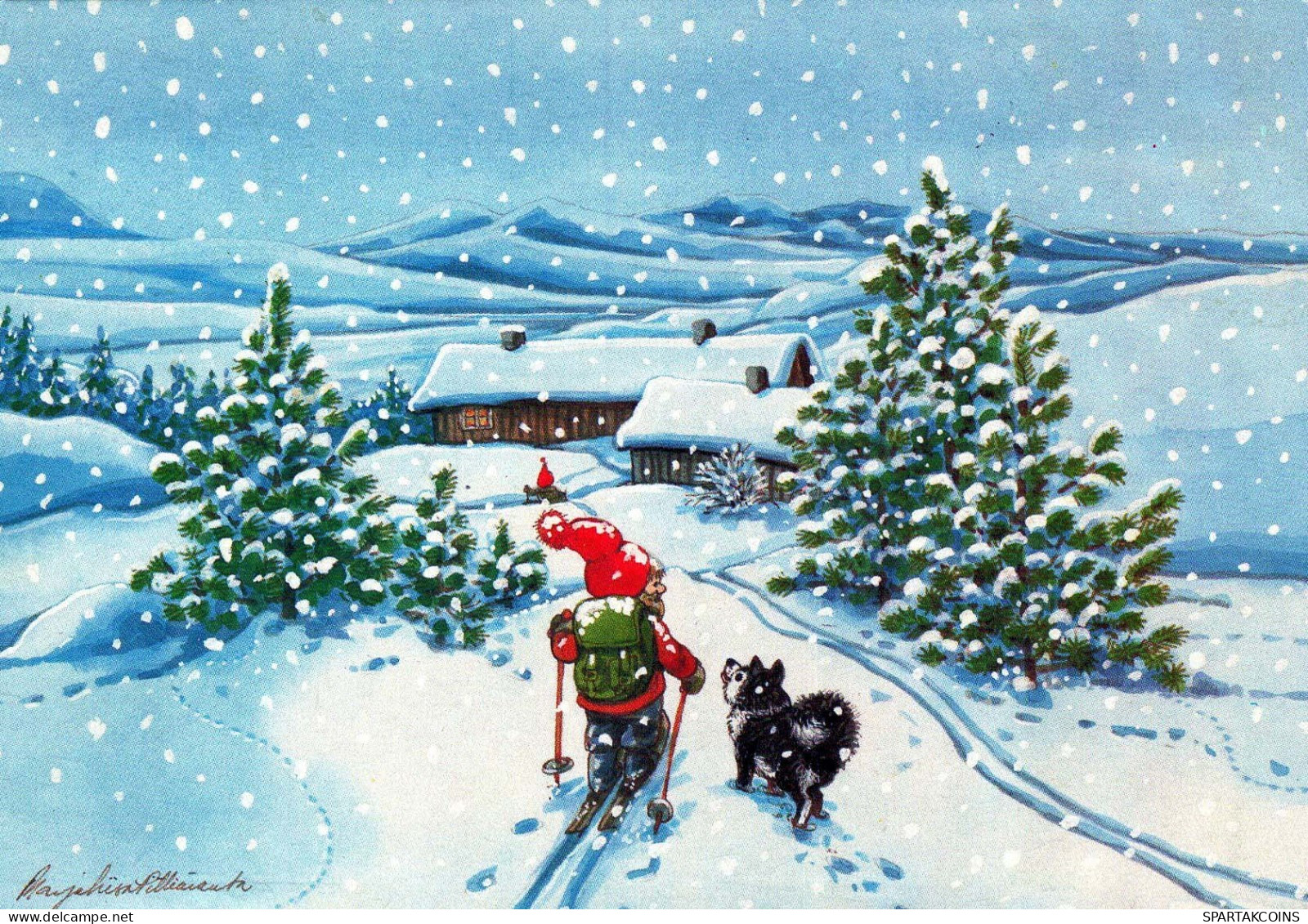 Bonne Année Noël GNOME Vintage Carte Postale CPSM #PBL874.FR - New Year
