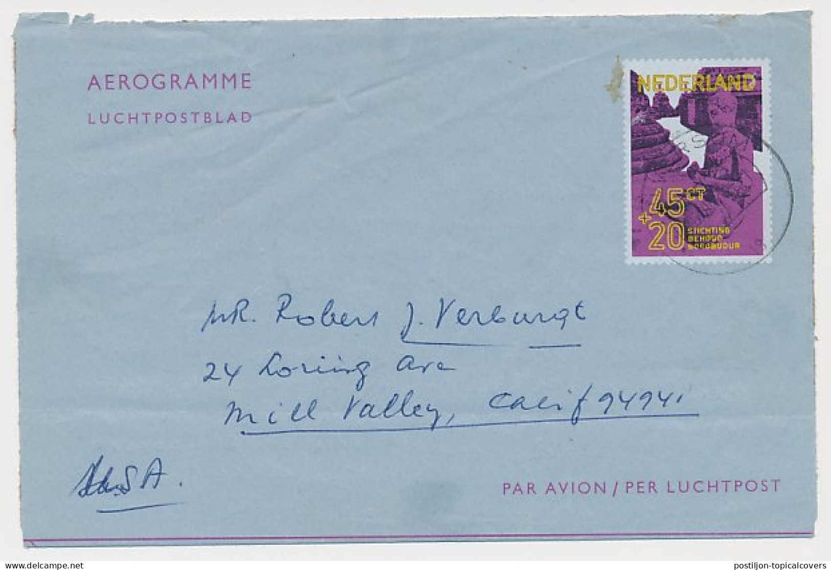 Luchtpostblad G. 22 Hilversum - Mill Valley USA - Postal Stationery