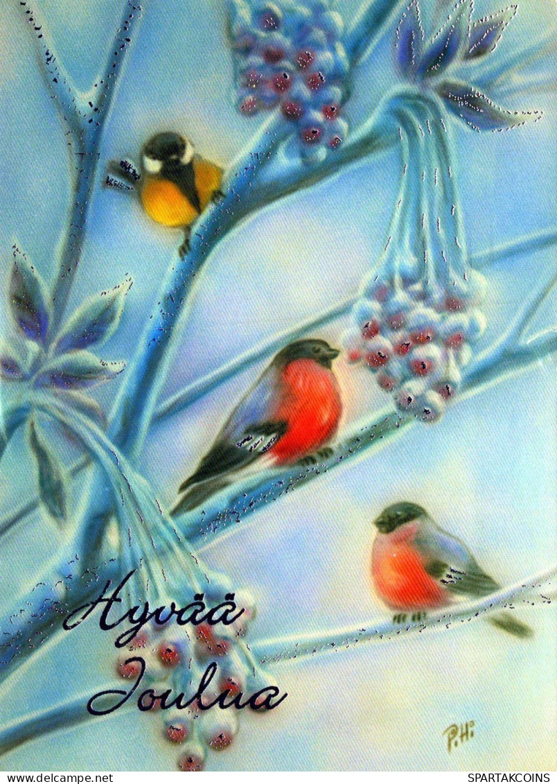 Bonne Année Noël OISEAU Vintage Carte Postale CPSM #PBA572.FR - Nouvel An