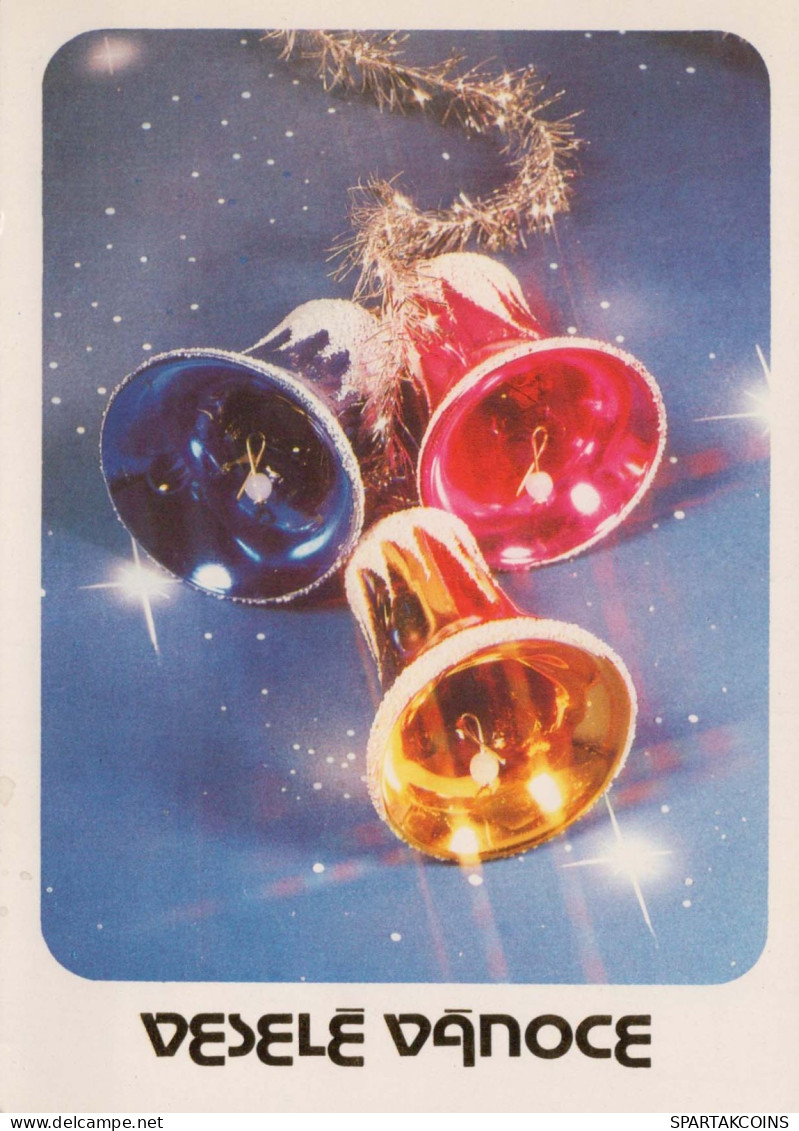 Bonne Année Noël CLOCHE Vintage Carte Postale CPSM #PBA887.FR - Nouvel An