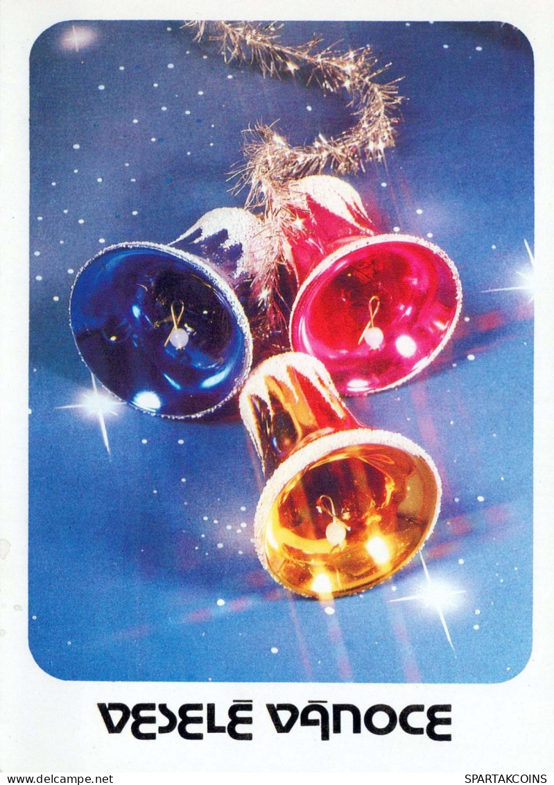 Bonne Année Noël CLOCHE Vintage Carte Postale CPSM #PBA887.FR - Nouvel An