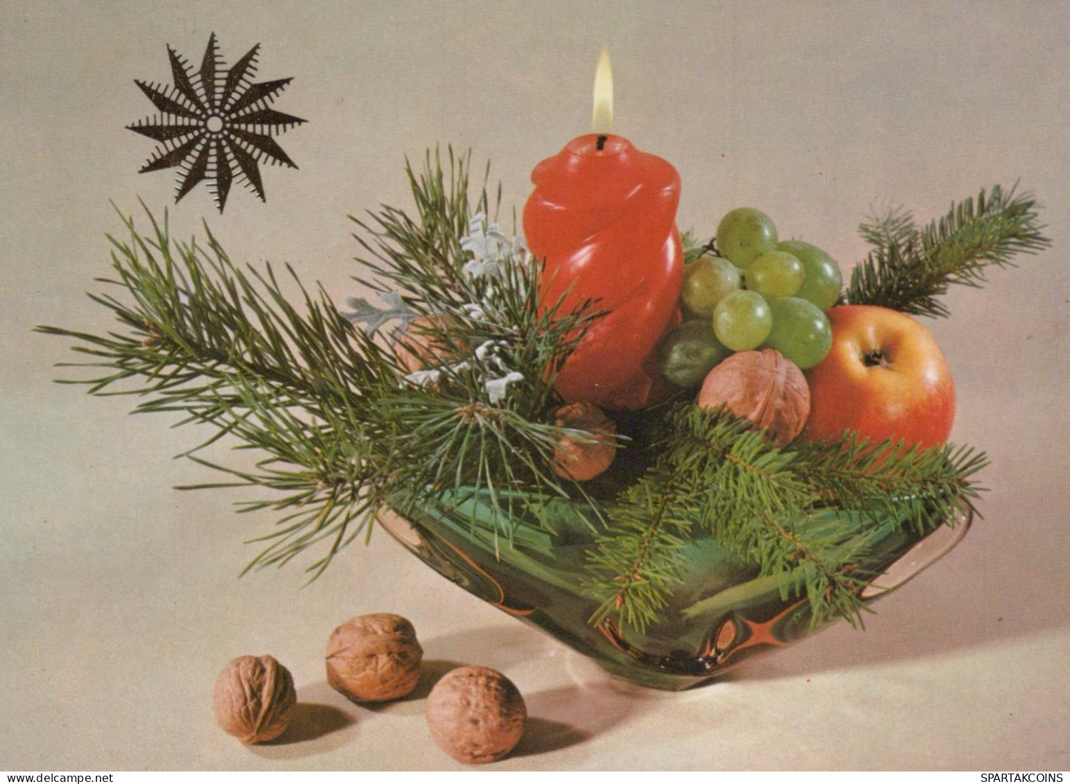 Bonne Année Noël BOUGIE Vintage Carte Postale CPSM #PBA824.FR - New Year