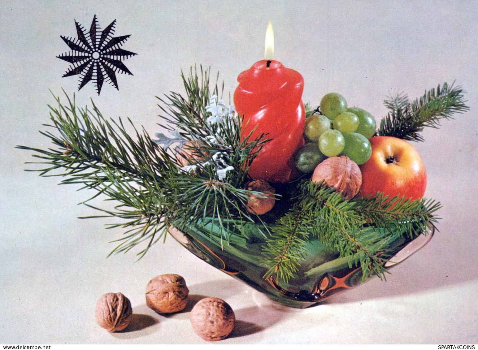 Bonne Année Noël BOUGIE Vintage Carte Postale CPSM #PBA824.FR - New Year