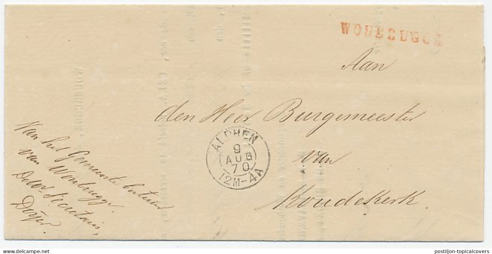 Naamstempel Woubrugge 1870 - Briefe U. Dokumente