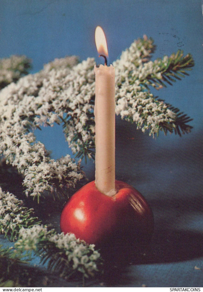 Bonne Année Noël BOUGIE Vintage Carte Postale CPSM #PBA324.FR - New Year