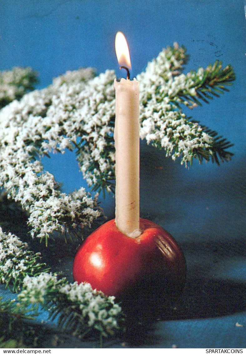 Bonne Année Noël BOUGIE Vintage Carte Postale CPSM #PBA324.FR - New Year