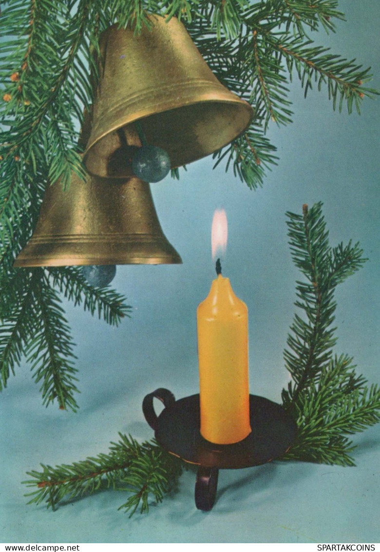 Bonne Année Noël BOUGIE Vintage Carte Postale CPSM #PBA203.FR - New Year