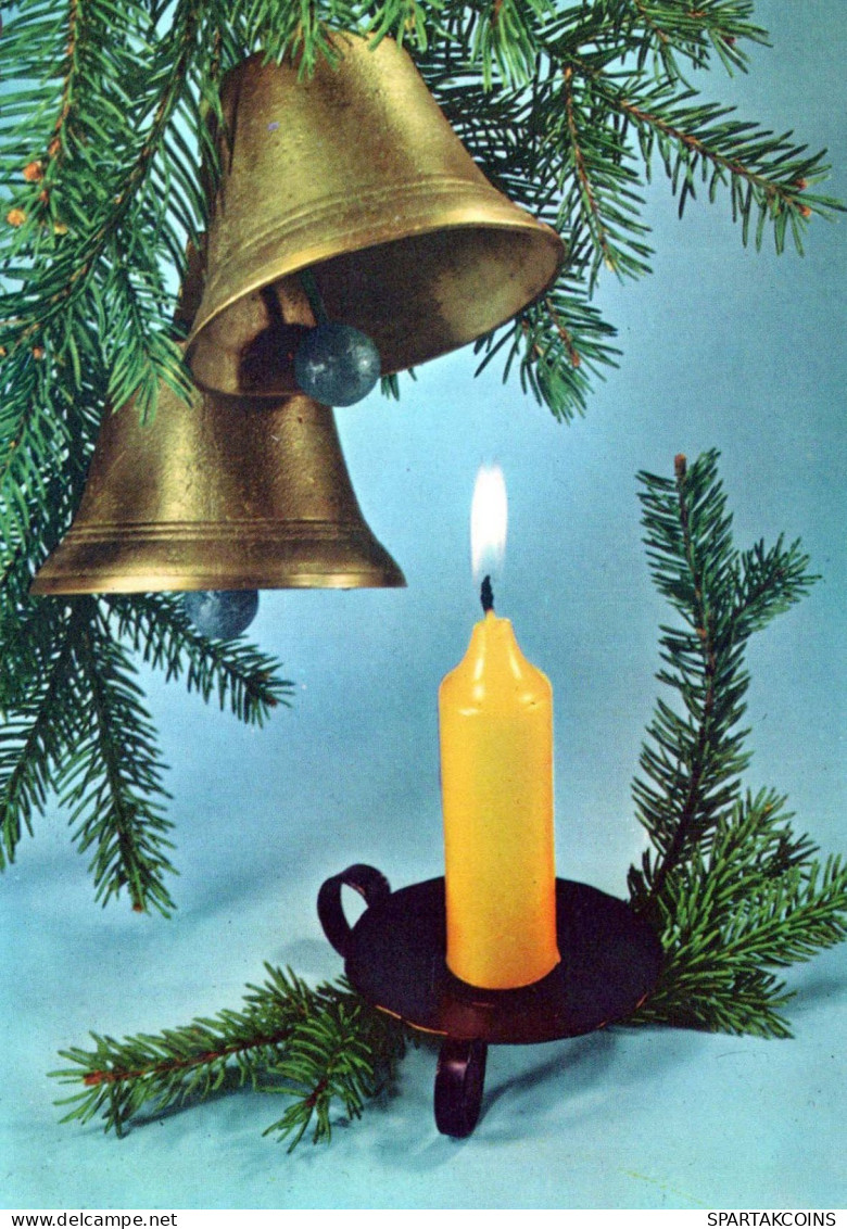 Bonne Année Noël BOUGIE Vintage Carte Postale CPSM #PBA203.FR - New Year