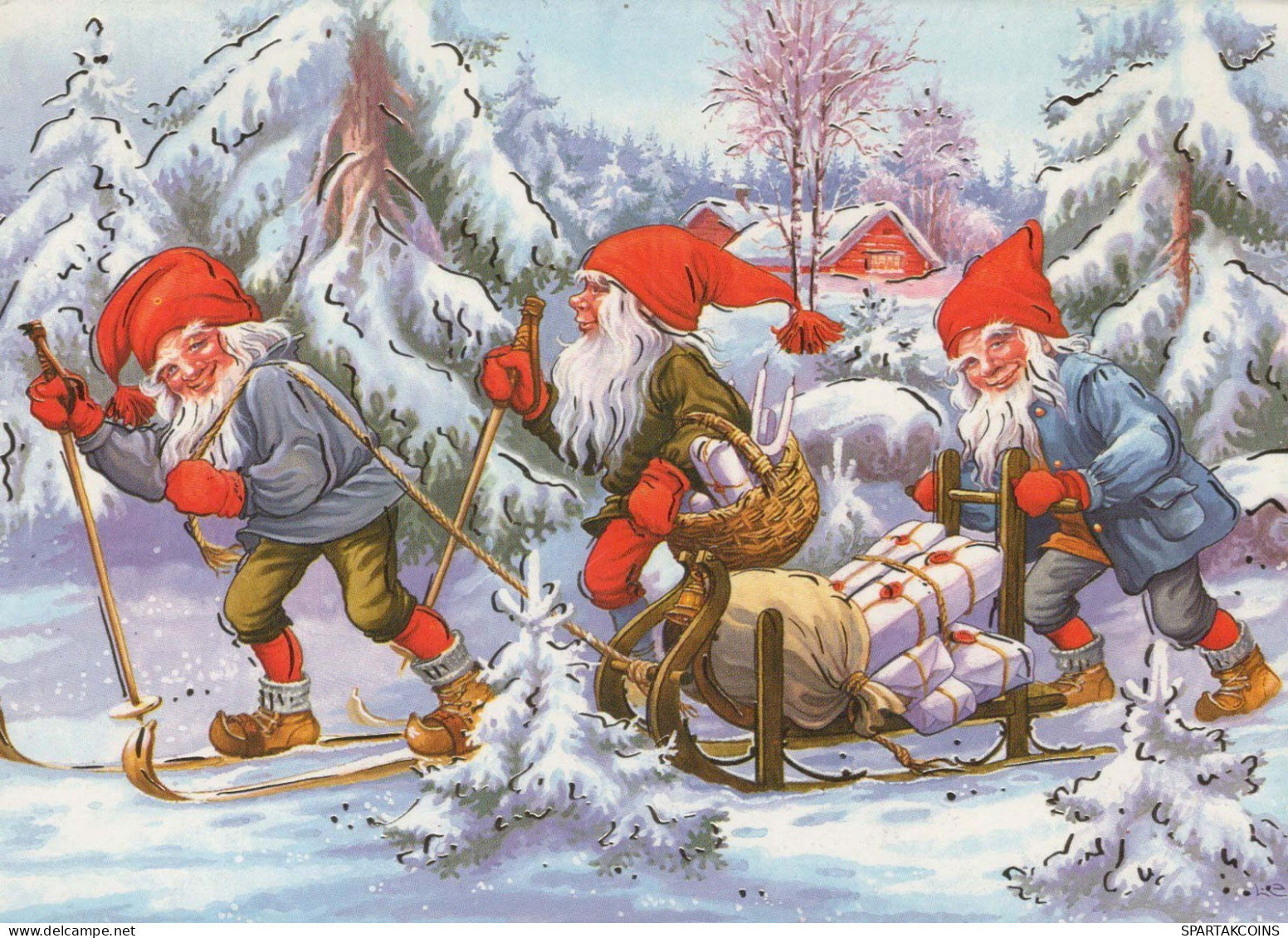 Bonne Année Noël GNOME Vintage Carte Postale CPSM #PBA701.FR - New Year