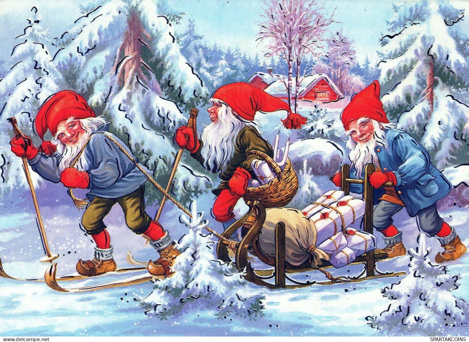 Bonne Année Noël GNOME Vintage Carte Postale CPSM #PBA701.FR - New Year