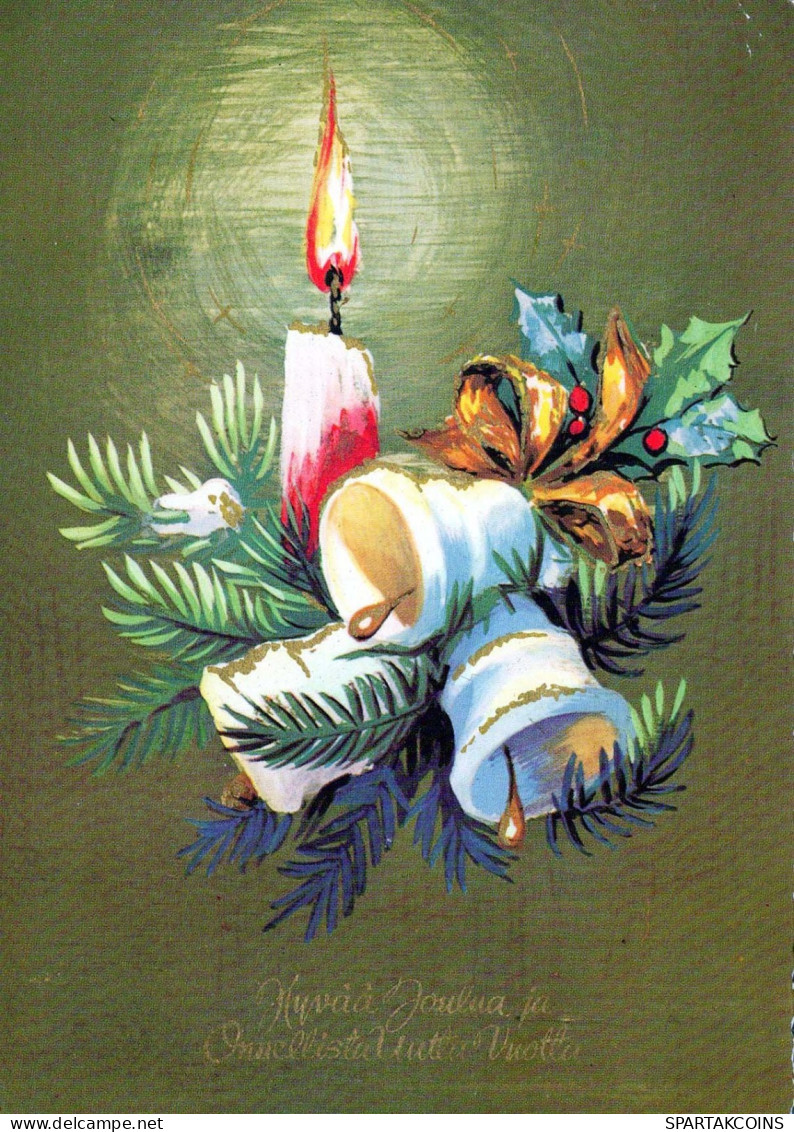 Bonne Année Noël BOUGIE Vintage Carte Postale CPSM #PBA384.FR - New Year