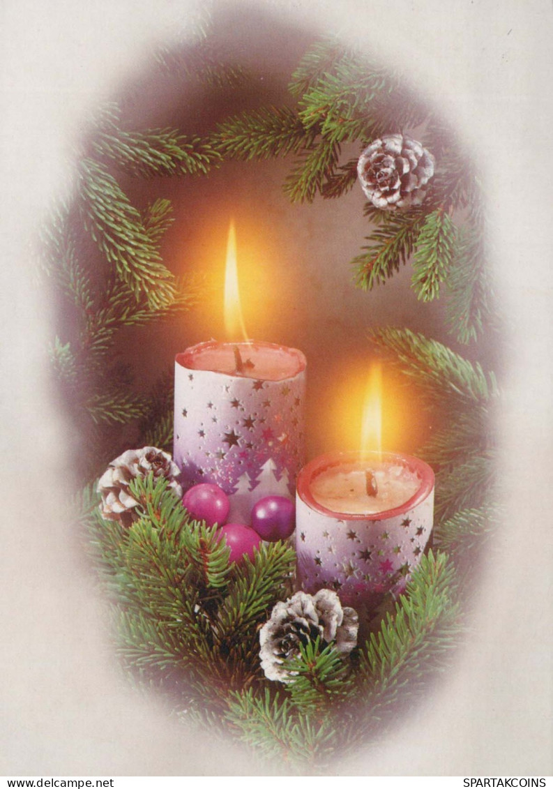 Bonne Année Noël BOUGIE Vintage Carte Postale CPSM #PAZ385.FR - Nouvel An