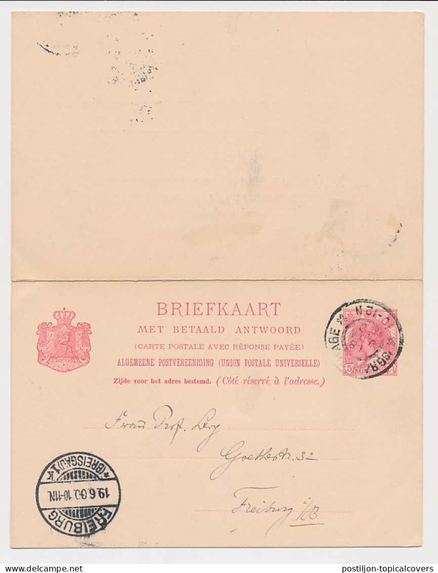 Briefkaart G. 54 A S Gravenhage - Freiburg Duitsland 1900 - Postal Stationery