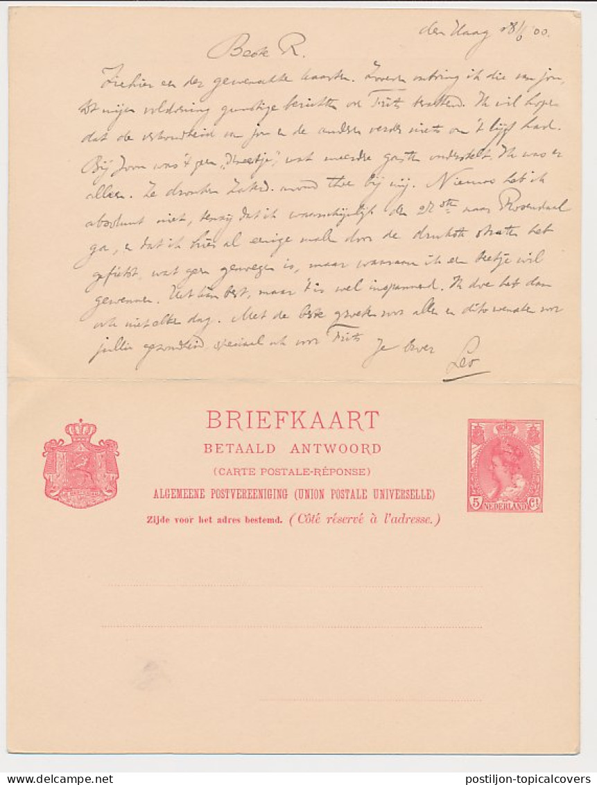 Briefkaart G. 54 A S Gravenhage - Freiburg Duitsland 1900 - Postwaardestukken