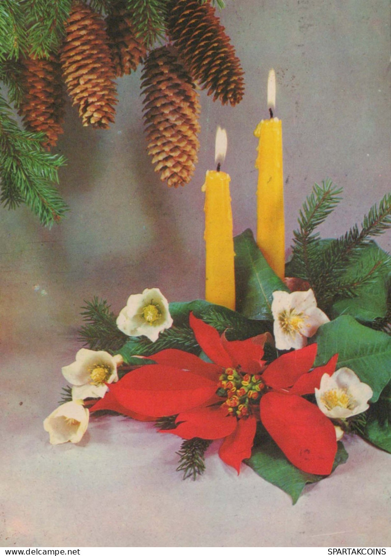 Bonne Année Noël BOUGIE Vintage Carte Postale CPSM #PAZ264.FR - New Year