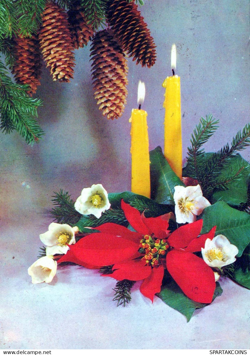 Bonne Année Noël BOUGIE Vintage Carte Postale CPSM #PAZ264.FR - Nouvel An