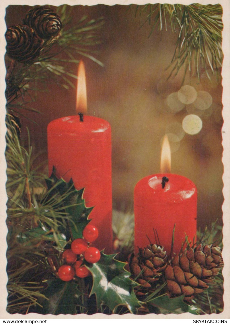 Bonne Année Noël BOUGIE Vintage Carte Postale CPSM #PAZ506.FR - New Year