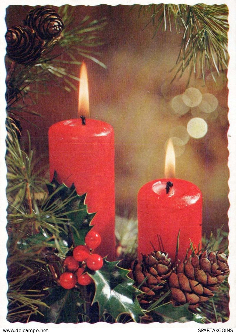 Bonne Année Noël BOUGIE Vintage Carte Postale CPSM #PAZ506.FR - New Year