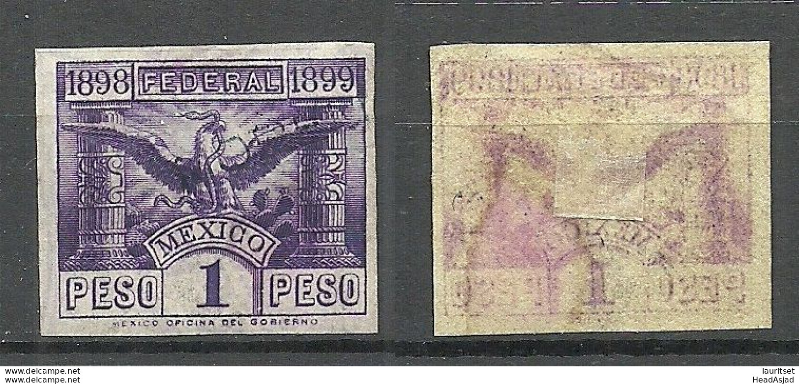 MEXICO 1898/1899 Revenue Documentary Tax Taxe 1 Peso (*) - Mexico