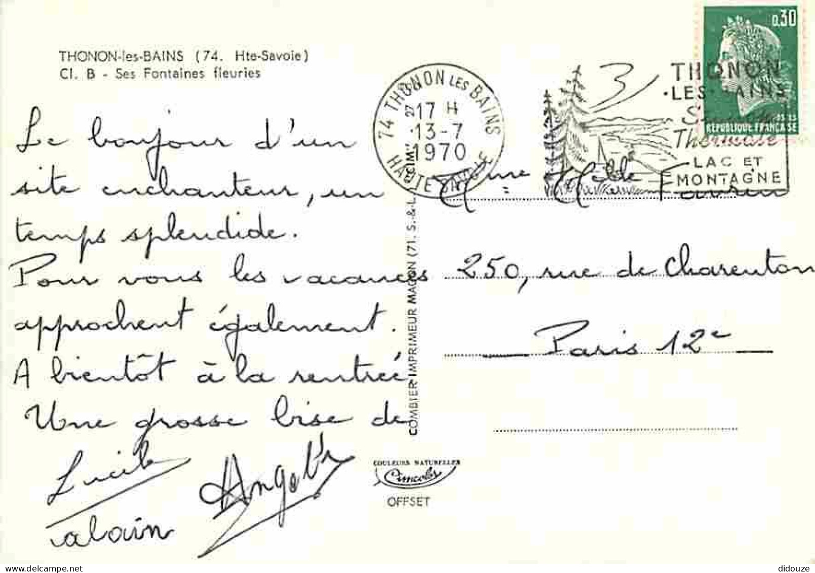 74 - Thonon Les Bains - Ses Fontaines Fleuries - Flamme Postale - CPM - Voir Scans Recto-Verso - Thonon-les-Bains