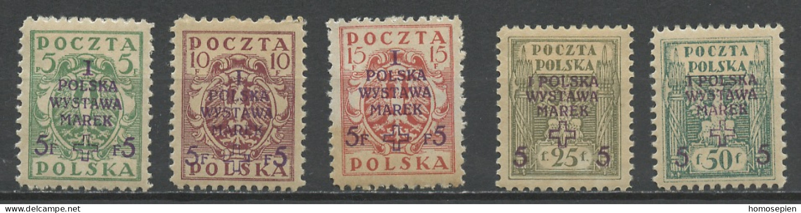 Pologne - Poland - Polen 1919 Y&T N°201 à 205 - Michel N°118 à 122 * - Exposition Philatélique à Varsovie - Neufs