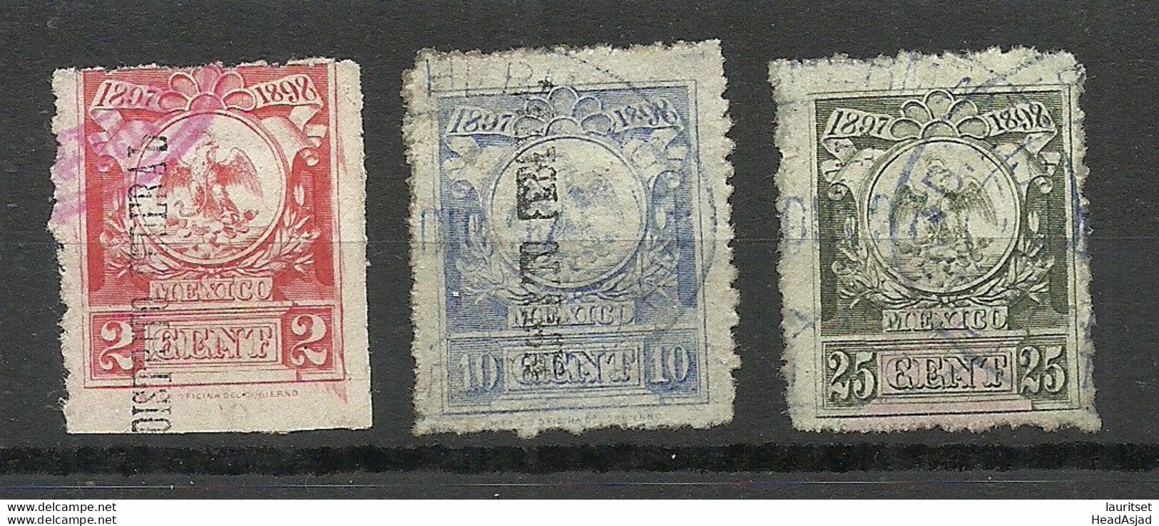 MEXICO 1897/1898 Coat Of Arms, 3 Stamp, O - Mexique