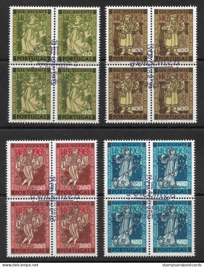 Portugal 1965 Gil Vicente 500 Ans Théâtre Theater X 4 Cachet Premier Jour Funchal Madeira Madère - Used Stamps