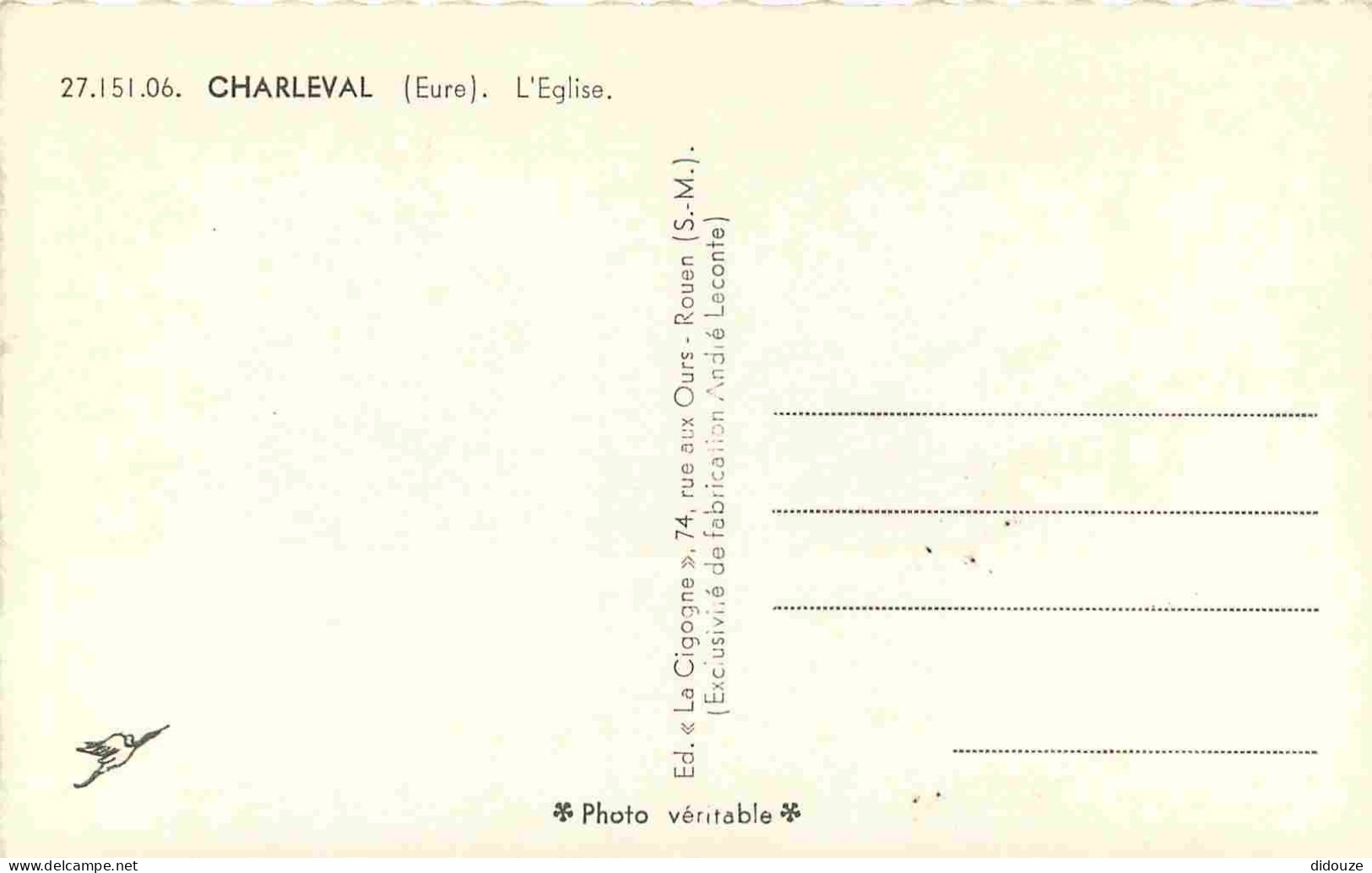 27 - Charleval - L'Eglise - Mention Photographie Véritable - Carte Dentelée - CPSM Format CPA - Voir Scans Recto-Verso - Autres & Non Classés