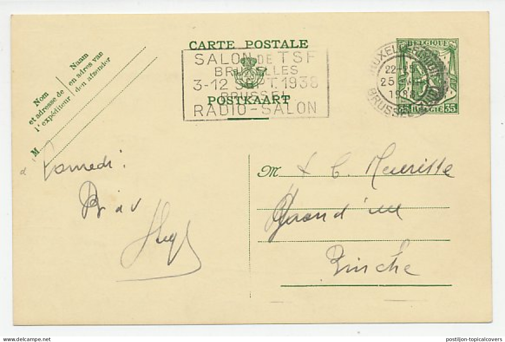 Postcard / Postmark Belgium 1938 TSF Radio Salon - Non Classés