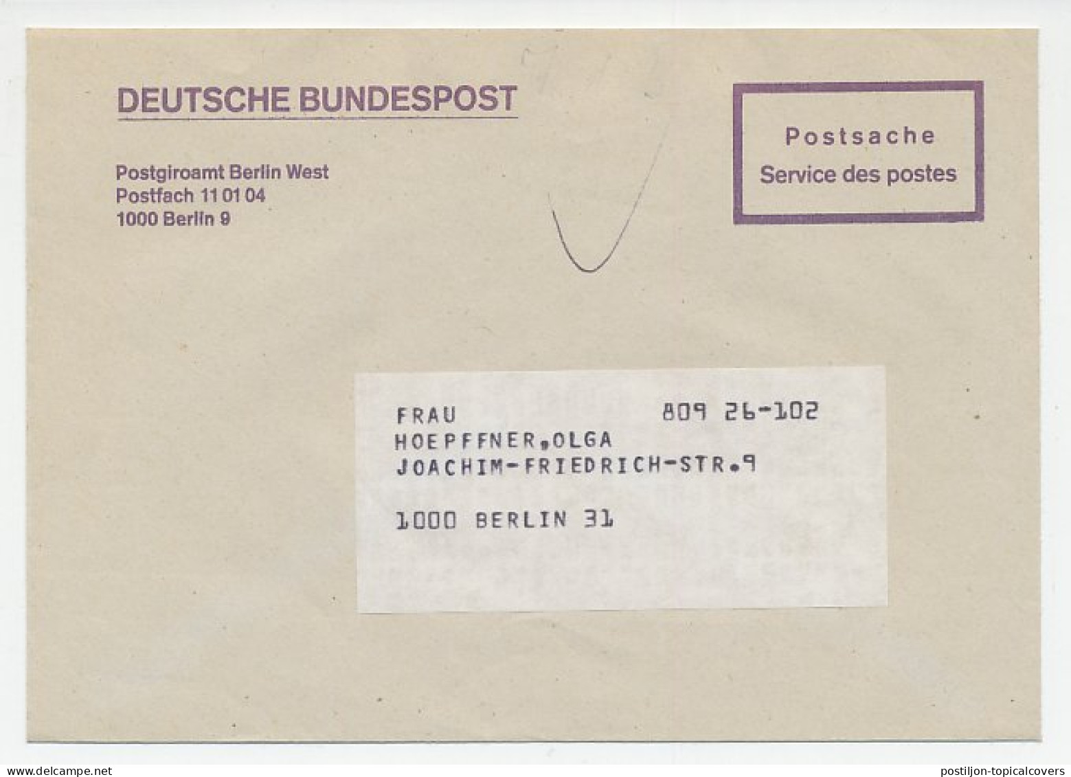 Postal Cheque Cover Germany Car - Citroën - Cars