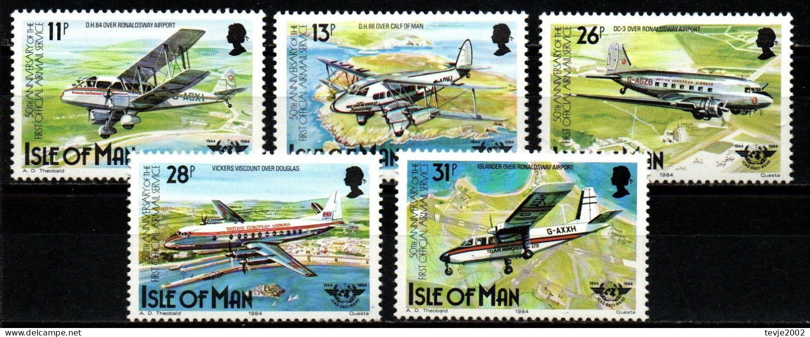 Isle Of Man 1984 - Mi.Nr. 256 - 260 - Postfrisch MNH - Flugzeuge Airplanes - Flugzeuge