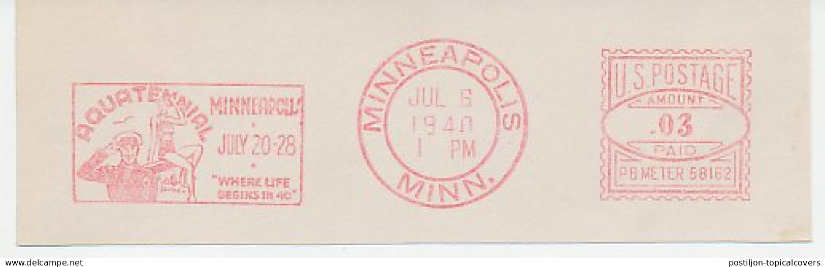 Meter Cut USA 1940 Minneapolis Aquatennial 1940 - 1st Year - Sonstige & Ohne Zuordnung