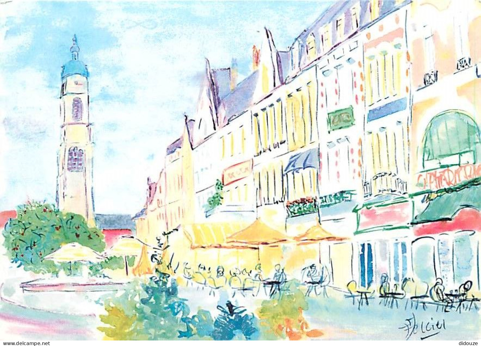 59 - Cambrai - La Place Aristide Briand - Art Peinture - Aquarelle De Frédérique Mercier - CPM - Voir Scans Recto-Verso - Cambrai